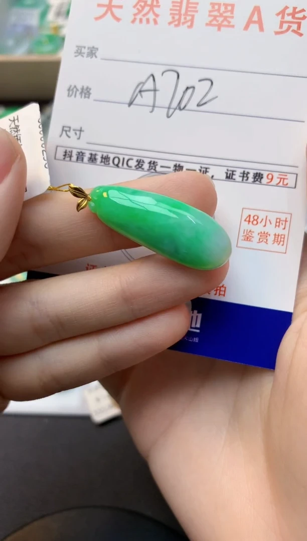 颈饰18K金镶嵌翡翠天然缅甸A货翡翠百元以上9元证书费自理