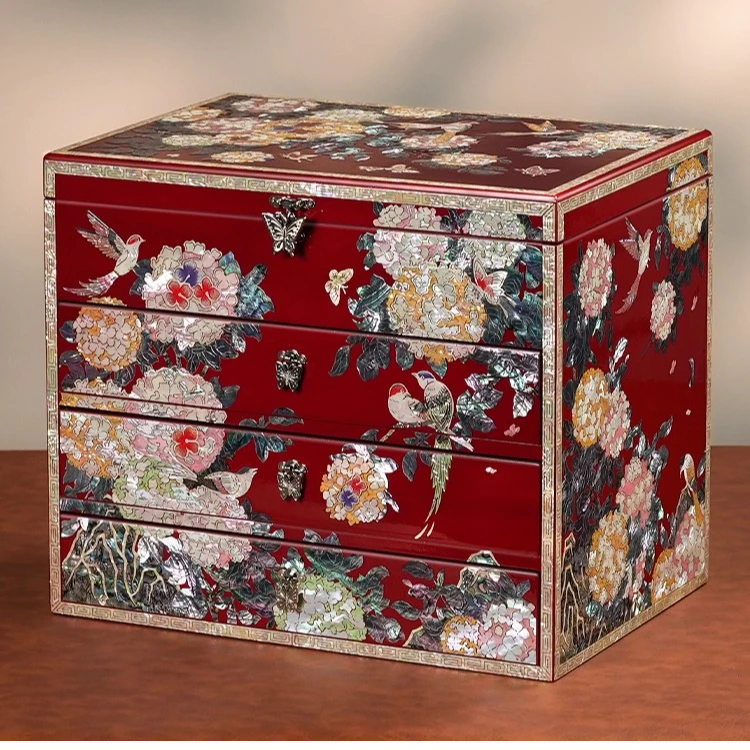 【锦贝传说】螺钿漆器饰品盒绣球花非遗木质新婚礼物螺钿首饰盒