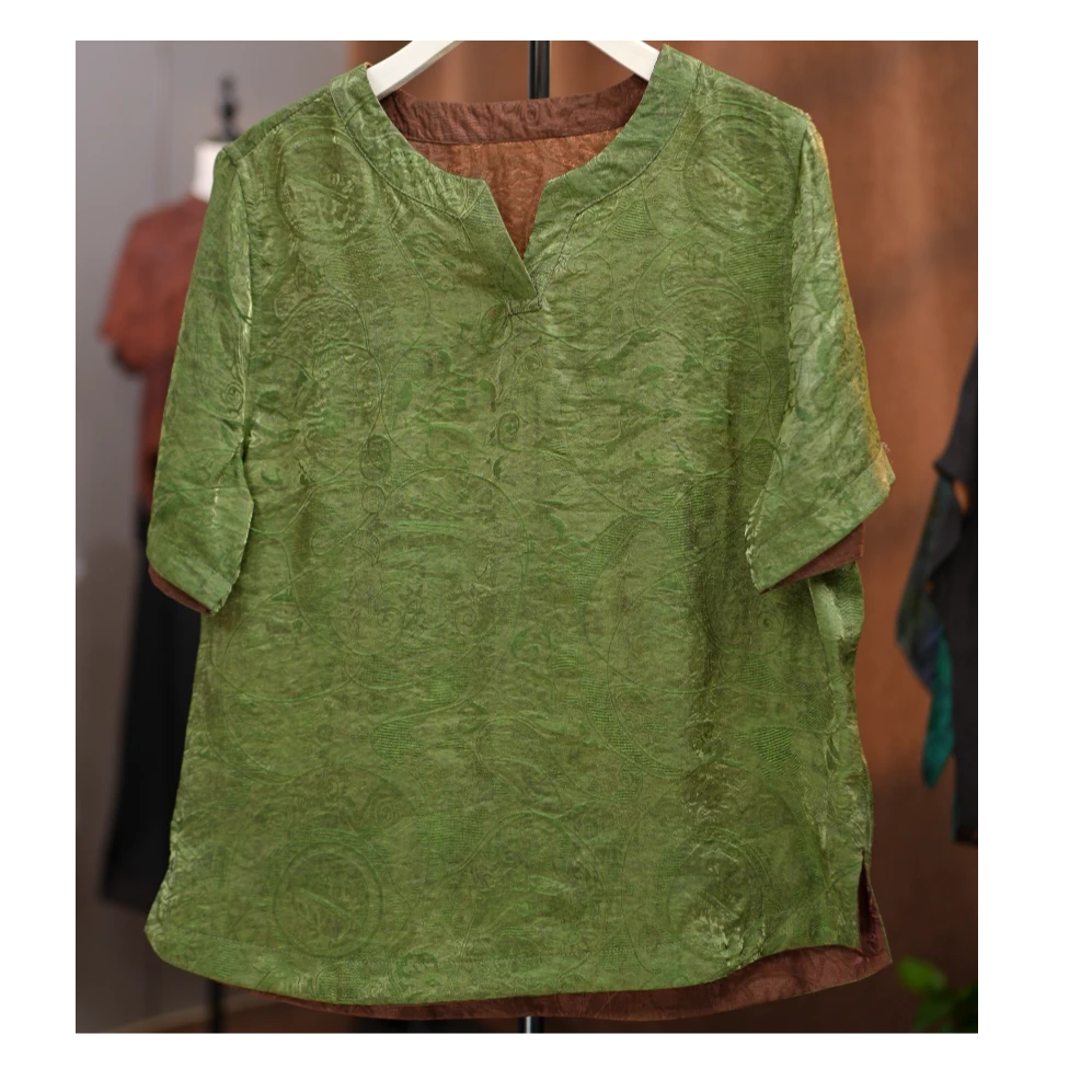 2002气质百搭休闲宽松显瘦透气双面穿圆领上衣