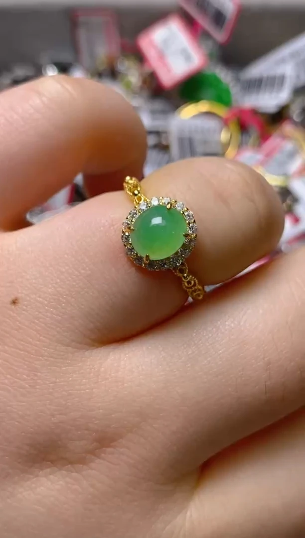 银S925镶嵌戒指翡翠百内无证书