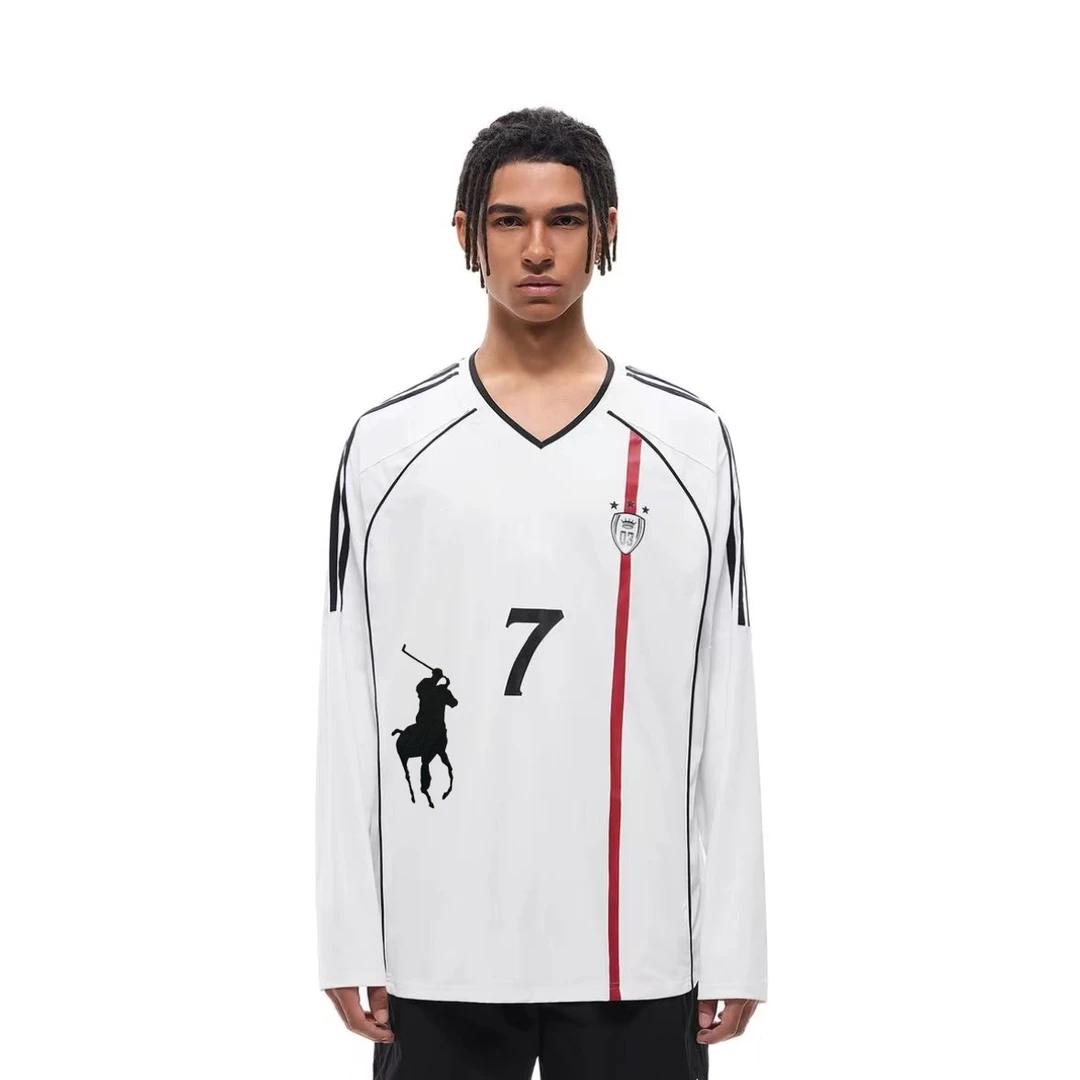 KJstudios 复古球服速干长袖 手工印花 男女情侣户外上衣球衣