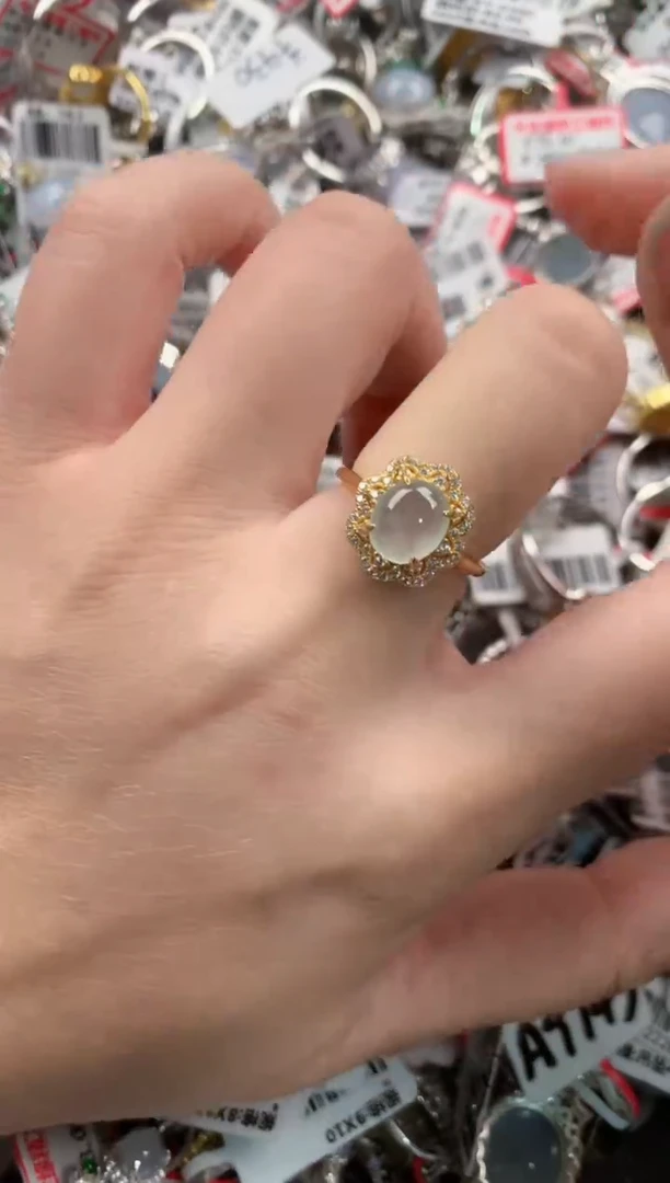 银S925镶嵌戒指翡翠7777----10