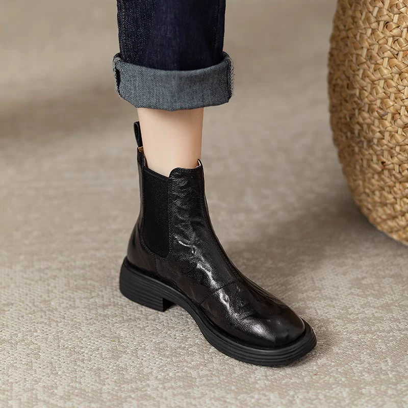 断码清仓真切尔西靴女冬季新款加绒爆款美拉德靴子复古百搭小短靴