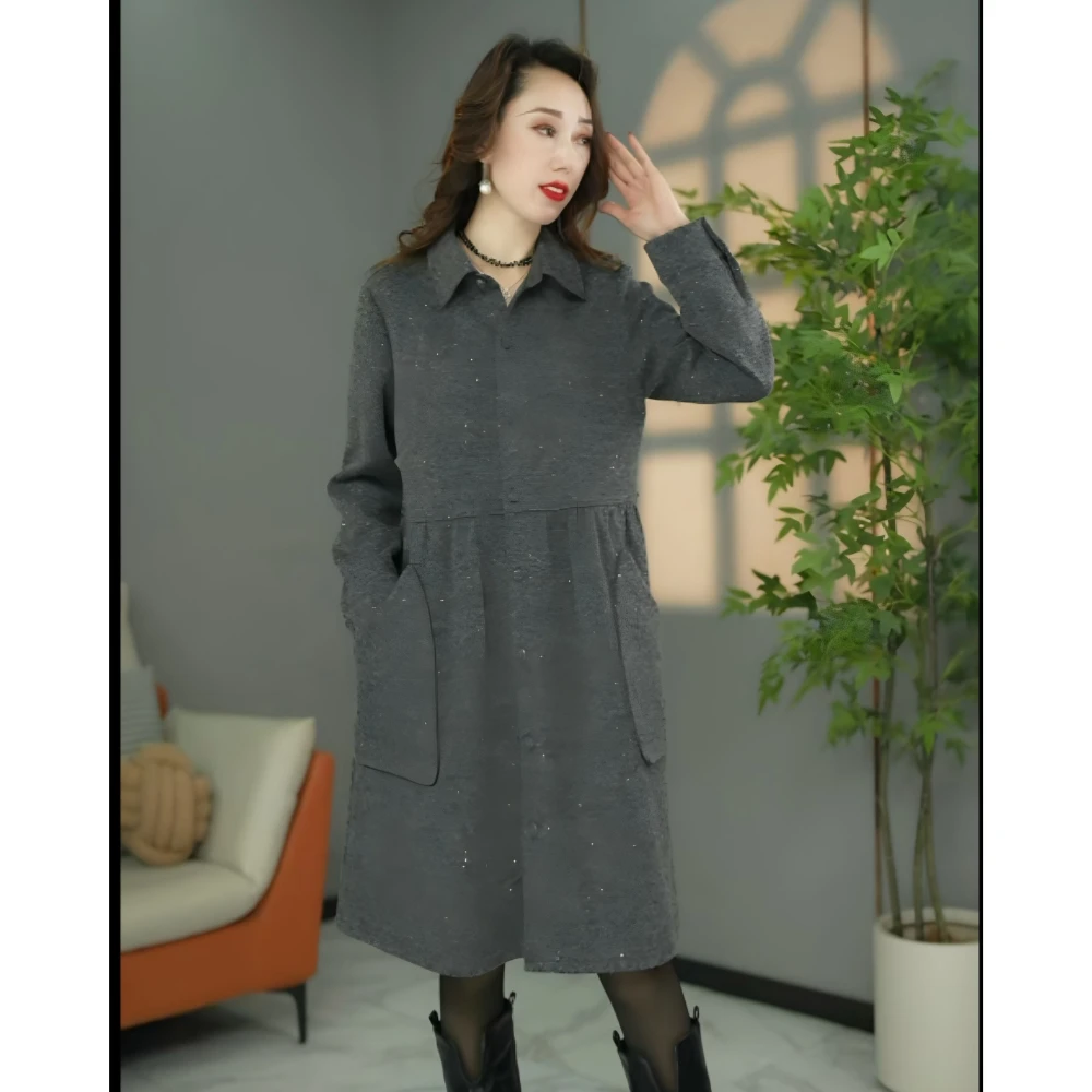 原创设计师款欧版洋气加厚保暖宽松连衣裙时尚连衣裙