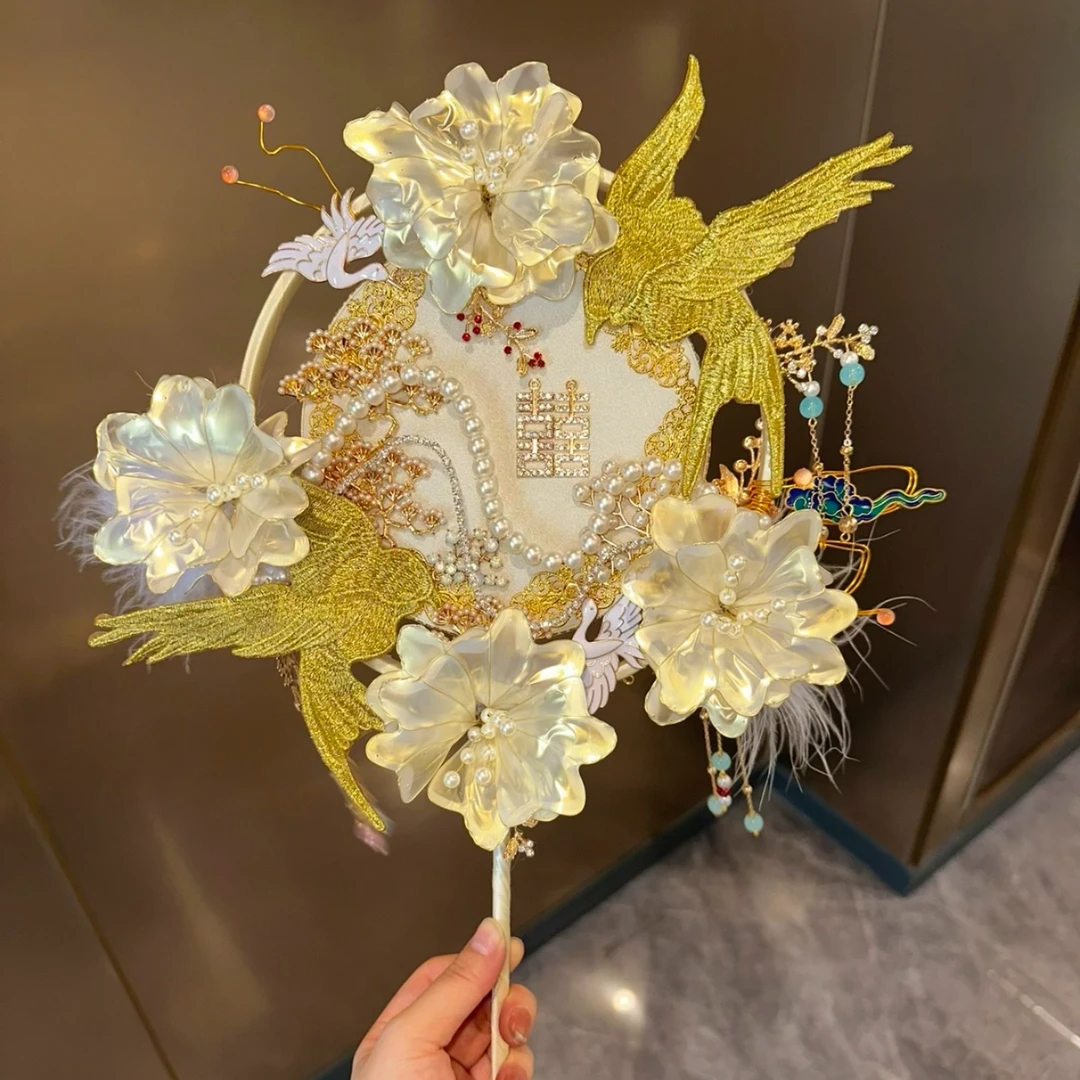 《云中鹤》新婚团扇diy材料包新娘结婚秀禾中式高级感婚礼重工出嫁