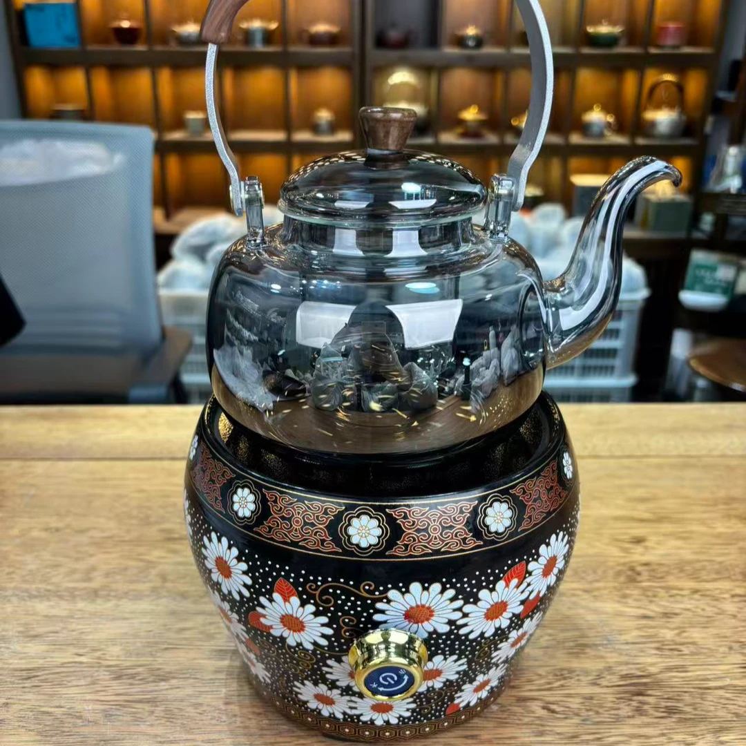 复古风珐琅彩电陶炉煮茶器玻璃茶壶套装6352
