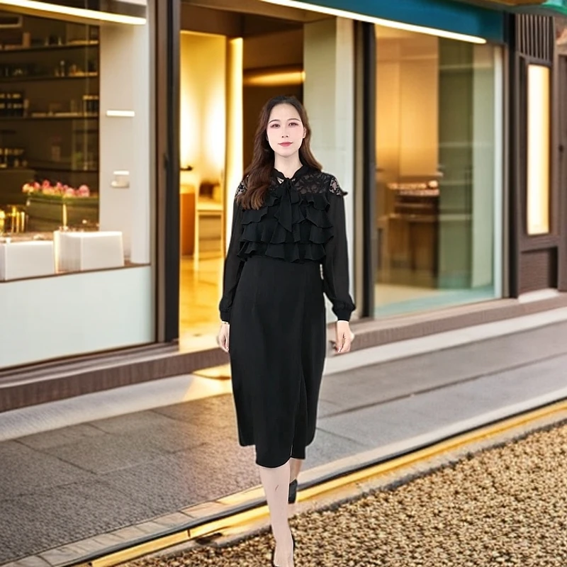 胖大今新款大码女装设计感显瘦气质大码连衣裙 ZB5013