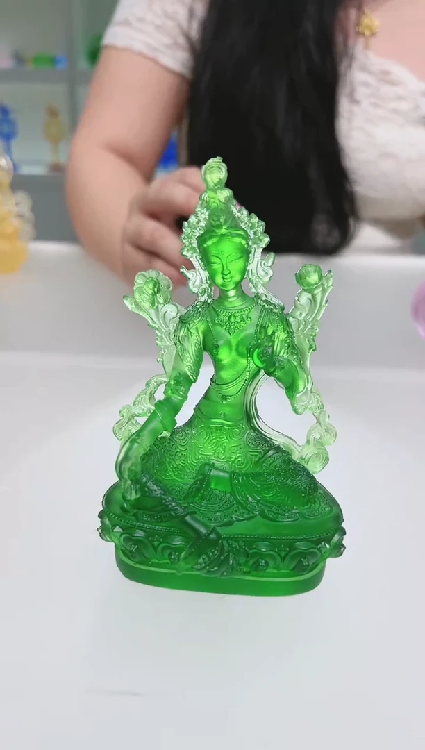 手工艺品琉璃古法琉璃绿度母