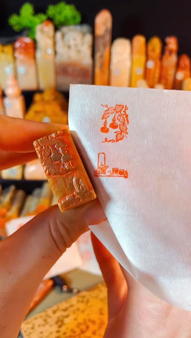 【闪购商品】浙江红石印石手工篆刻《禅茶一味》1.5*3