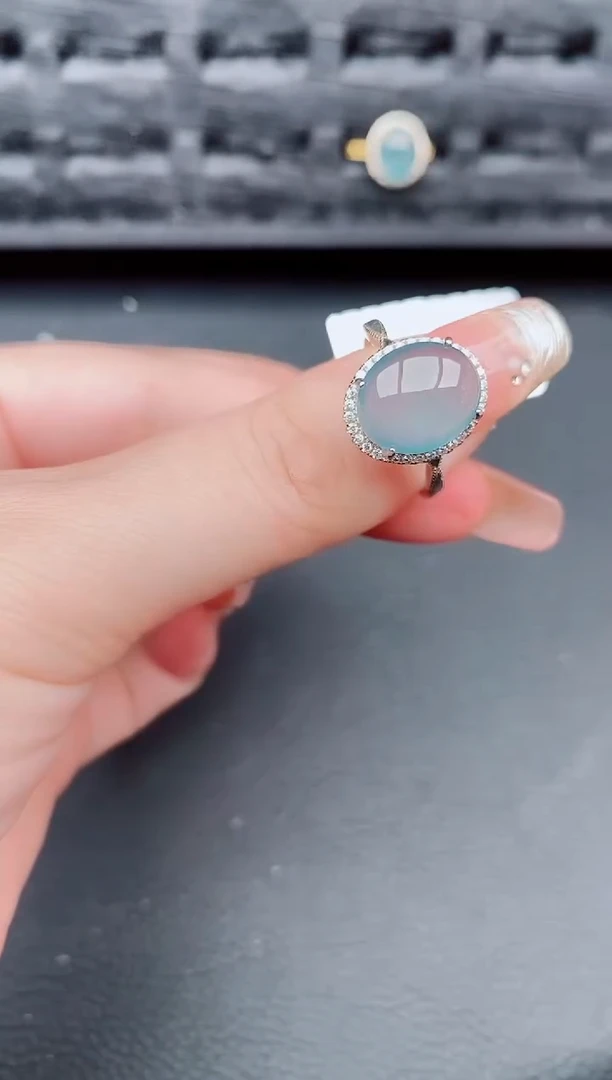 翡翠戒指银S925镶嵌天然a货翡翠236