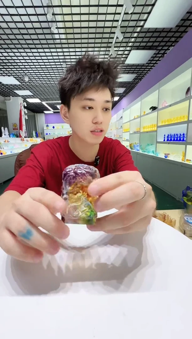 琉璃手工艺品古法琉璃摆件 九龙印章