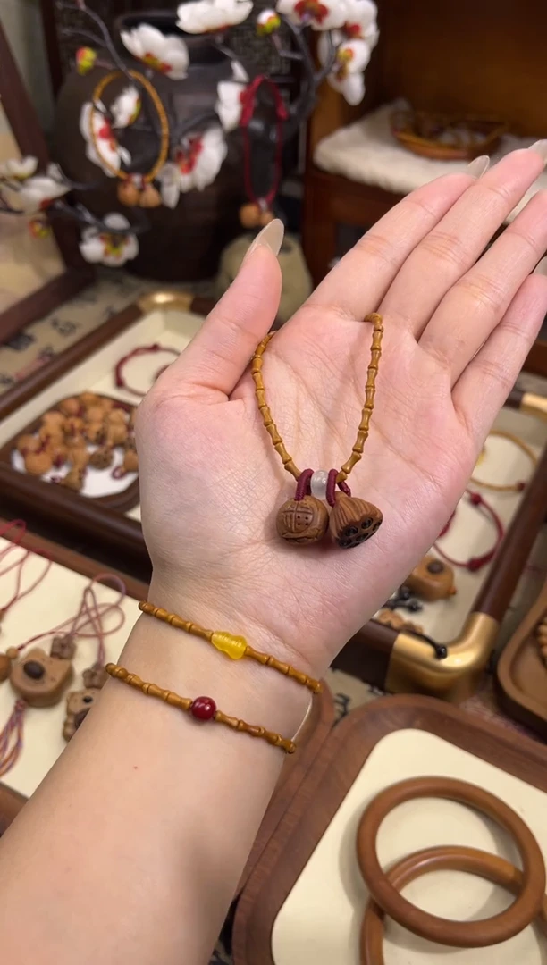 手串桃核【桃缘行】竹节「福气莲莲」桃木桃核辟、挡、驱、护 备注手围