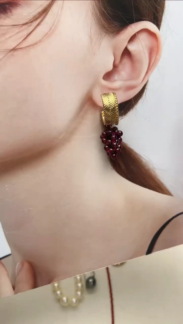 【闪购商品】石榴石（芬达石）耳环合金my525耳环