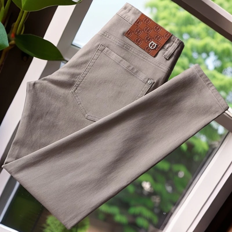 娜罗普西夏季米其色牛仔裤男潮流简约九分裤弹力修身休闲男装长裤