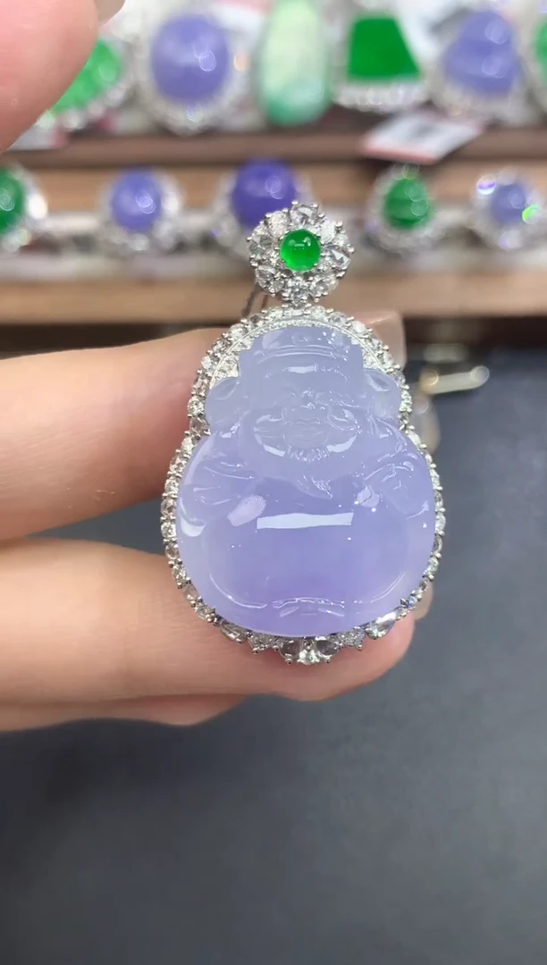 吊坠(不含链)18K金镶嵌翡翠126-吊坠