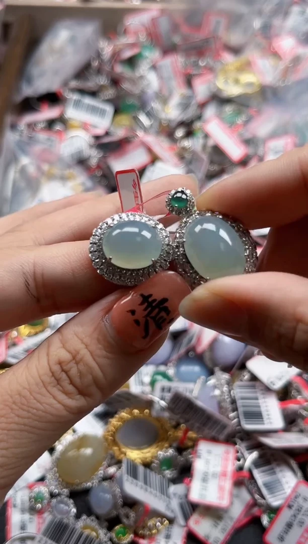 银S925镶嵌戒指翡翠天然A货缅甸翡翠