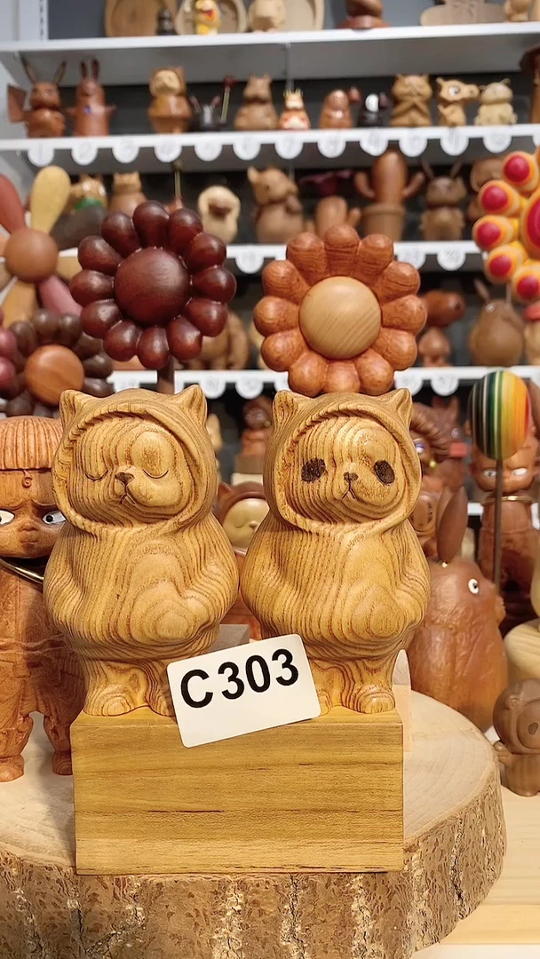 【闪购商品】木木雕可爱摆件卡通