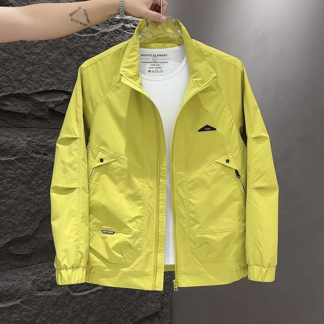 男士户外运动立领休闲夹克2025春秋季新款时尚潮流纯色简约潮外套