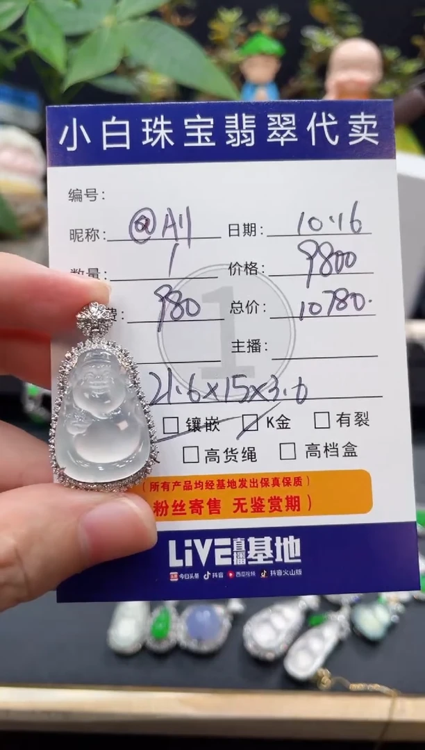 吊坠(不含链)18K金镶嵌翡翠@****g吊坠