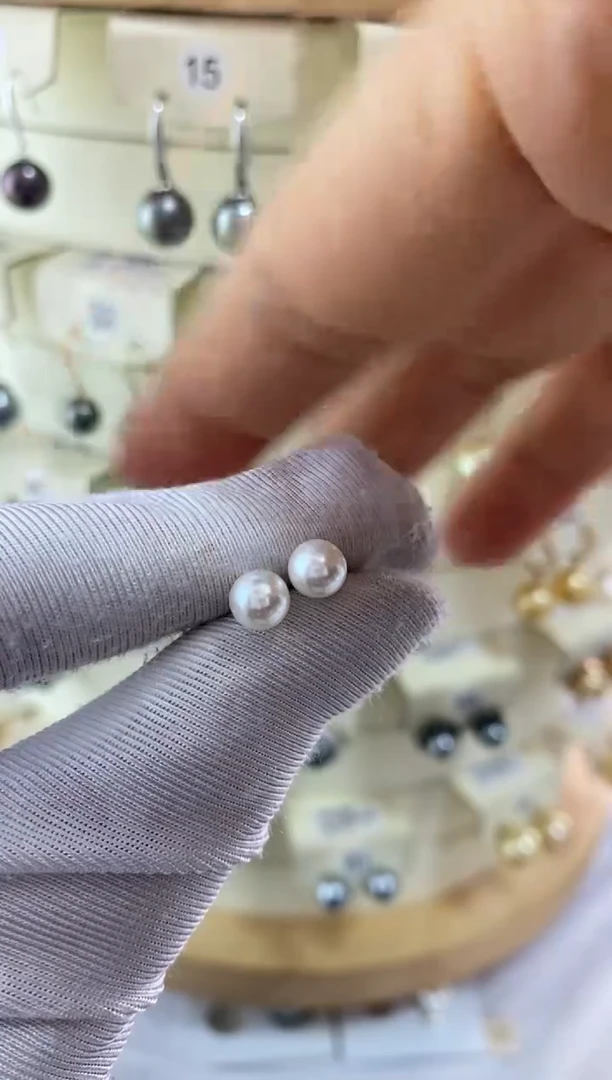 银S925镶嵌耳饰海水珍珠ak5.5-6mm