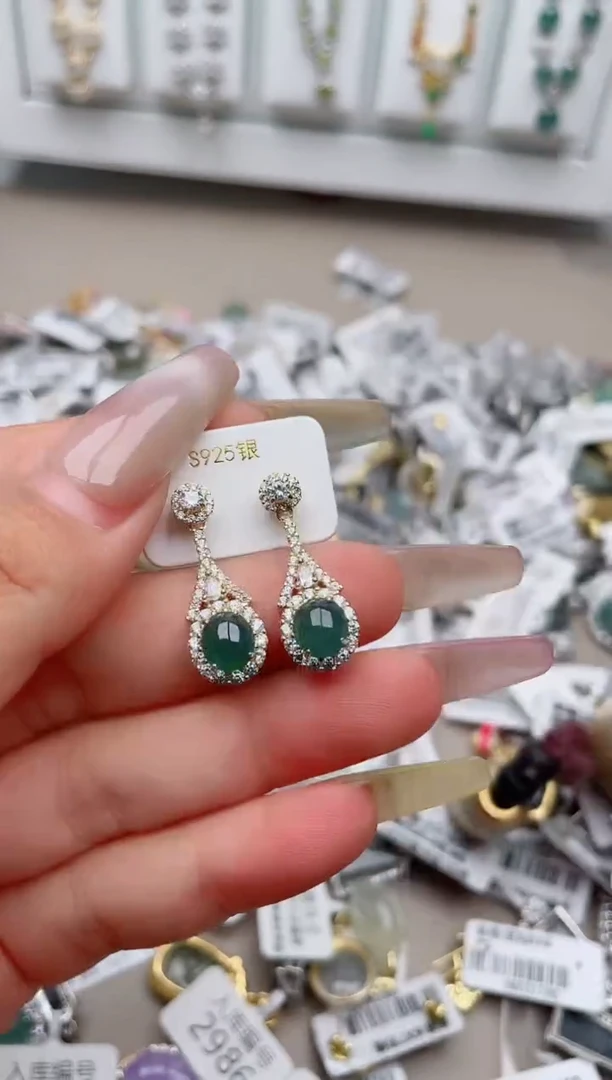 翡翠银S925镶嵌吊坠(不含链)、