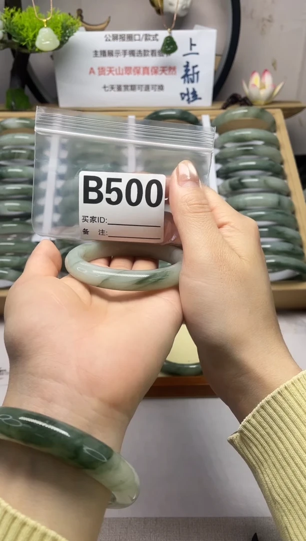 【闪购商品】石英质玉（天山翠）手镯未镶嵌b500