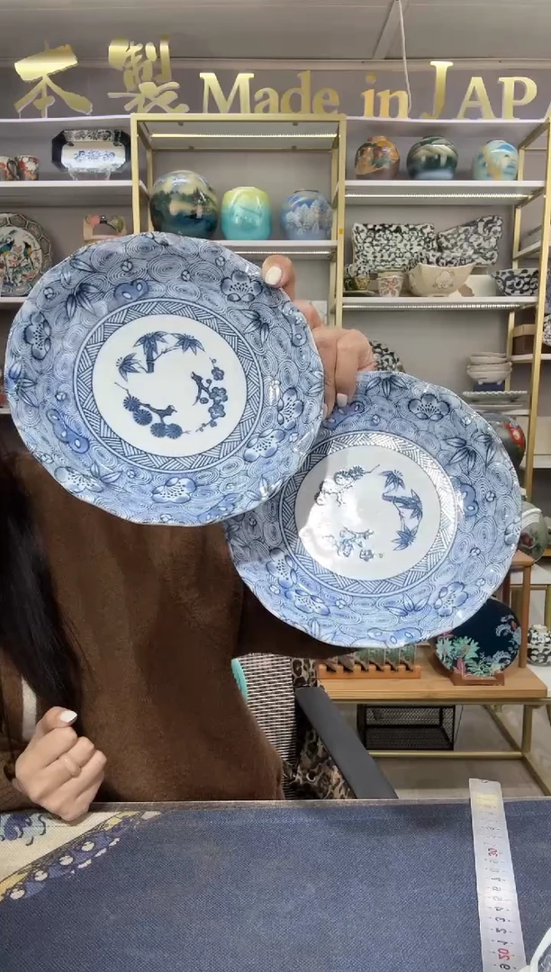 陶瓷有田烧波浪边餐具陶瓷盘（口径16.5cm2只