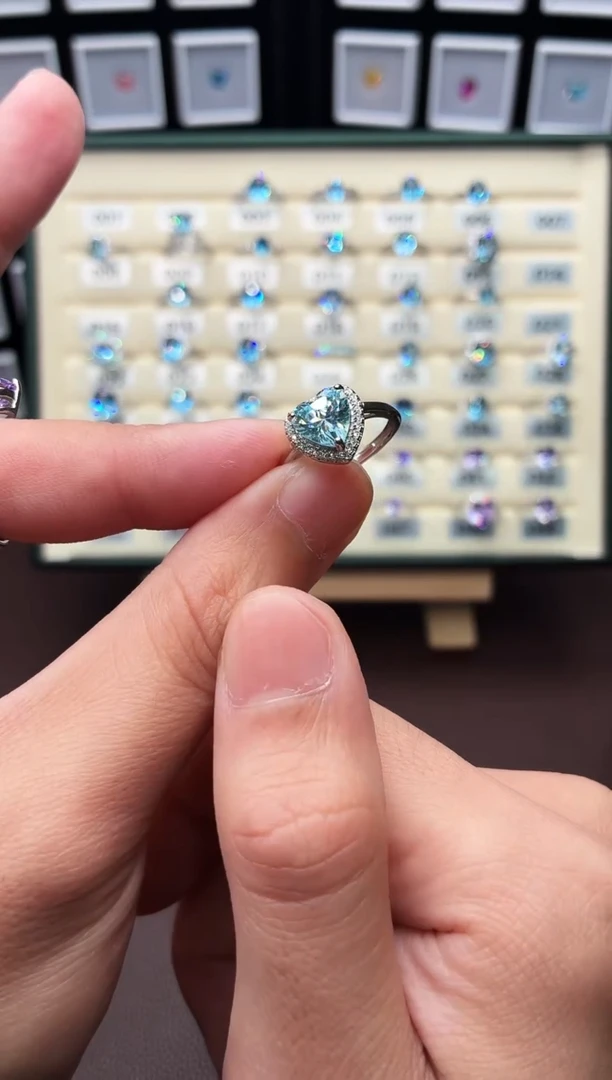 银S925镶嵌戒圈海蓝宝石0001