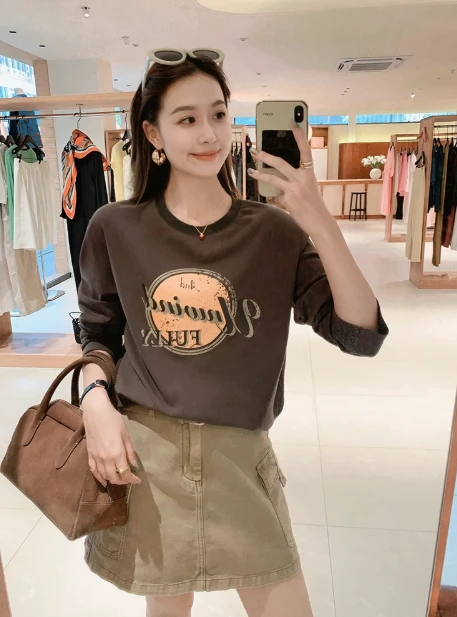 美洋MEIYANG【福袋】可丽饼T恤 雅丹风~弹力螺纹棉|印花长袖 XL码