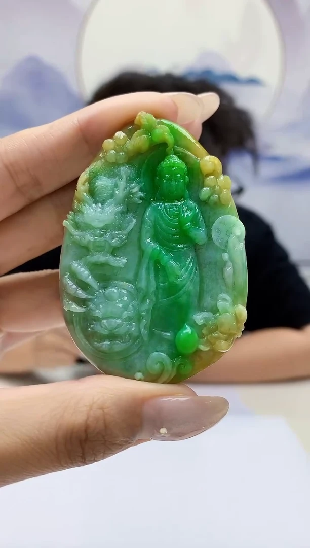 定制翡翠未镶嵌4688MM-毛货挂件128