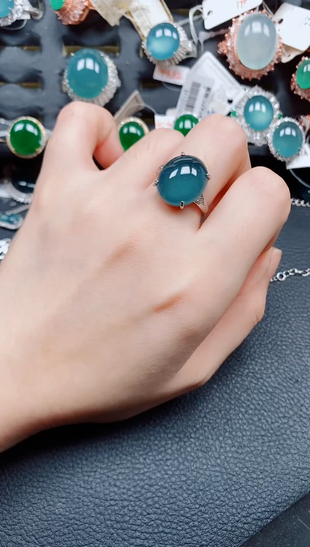 银S925镶嵌戒指翡翠翡翠