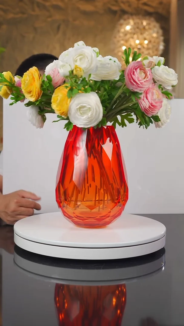 琉璃手工艺品福利红色切面花瓶