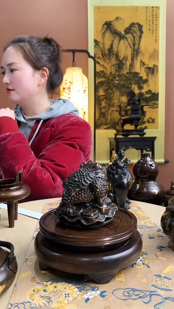 苏工黄铜仿古金蟾摆件