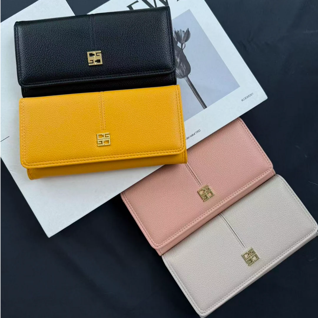 迪雅路【长款钱包】四宫格韩版简约女士大容量多卡位 荔枝纹手拿包