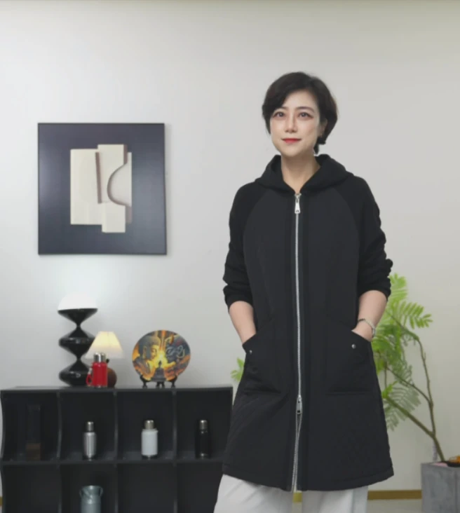 【U.M】川行连帽菱格风衣款棉服