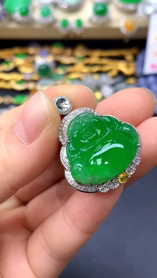 颈饰18K金镶嵌翡翠203-中国好珍宝