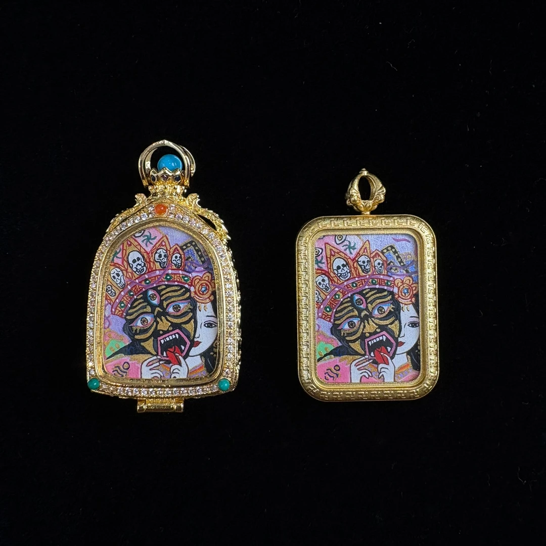 纯铜壳手绘藏饰 文创项链 手链 包挂 扎基前世今生 吊坠