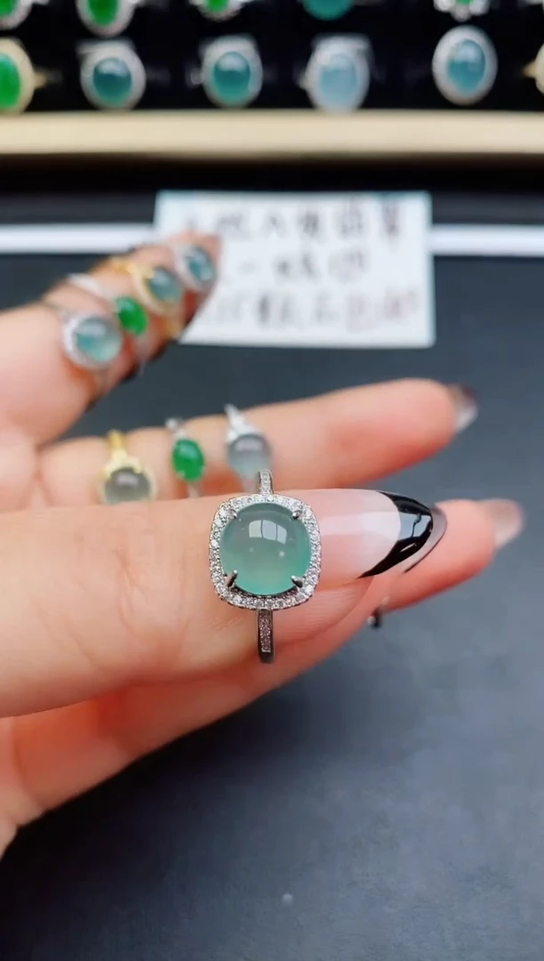 翡翠戒指银S925镶嵌05850