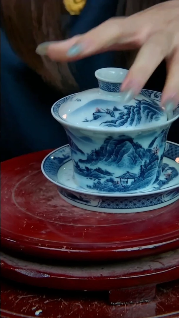 摆件景德镇陶瓷摆件山水三才