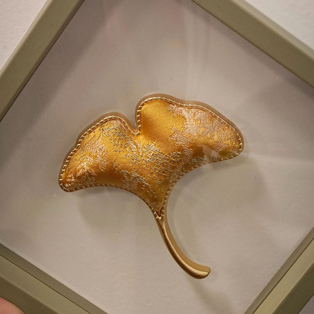 观一茶堂 | 银杏叶冰箱贴 时尚织锦工艺品 黄色