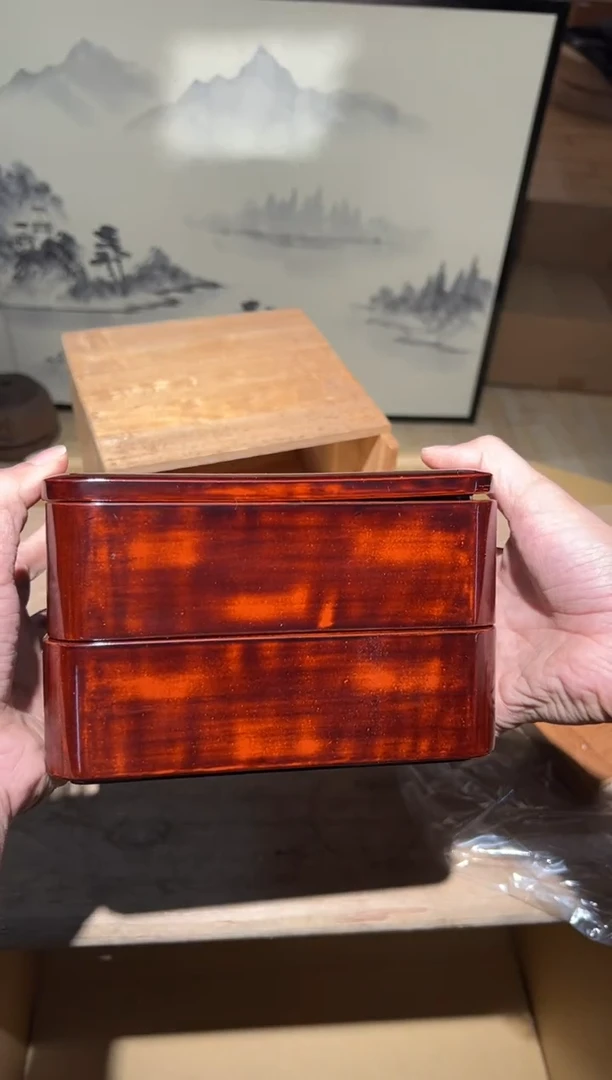 木A3415木上漆中古周边/盖子翘有裂