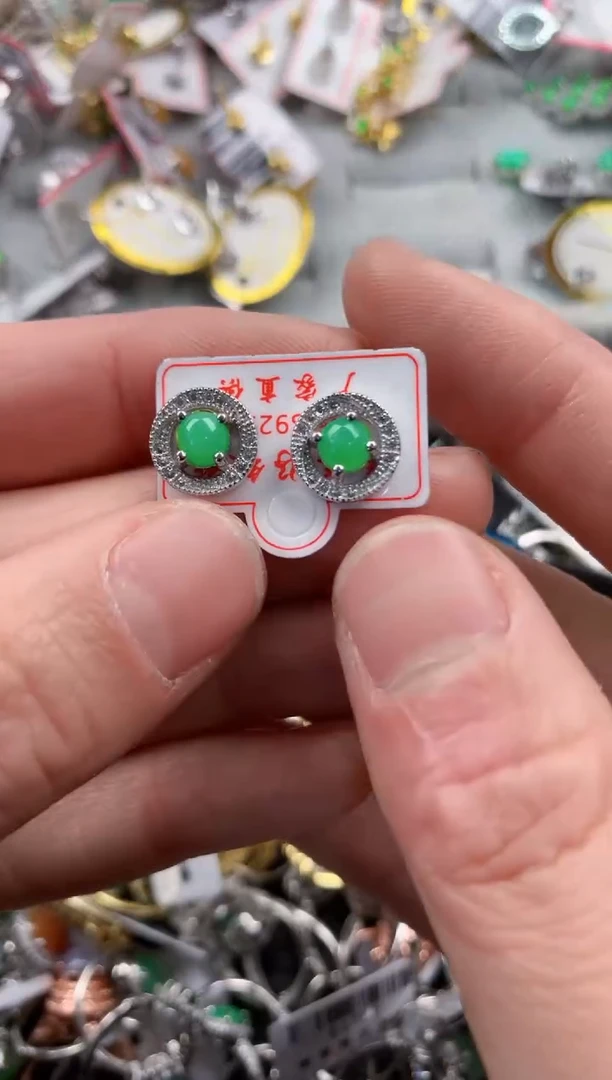 银S925镶嵌戒指翡翠444   1