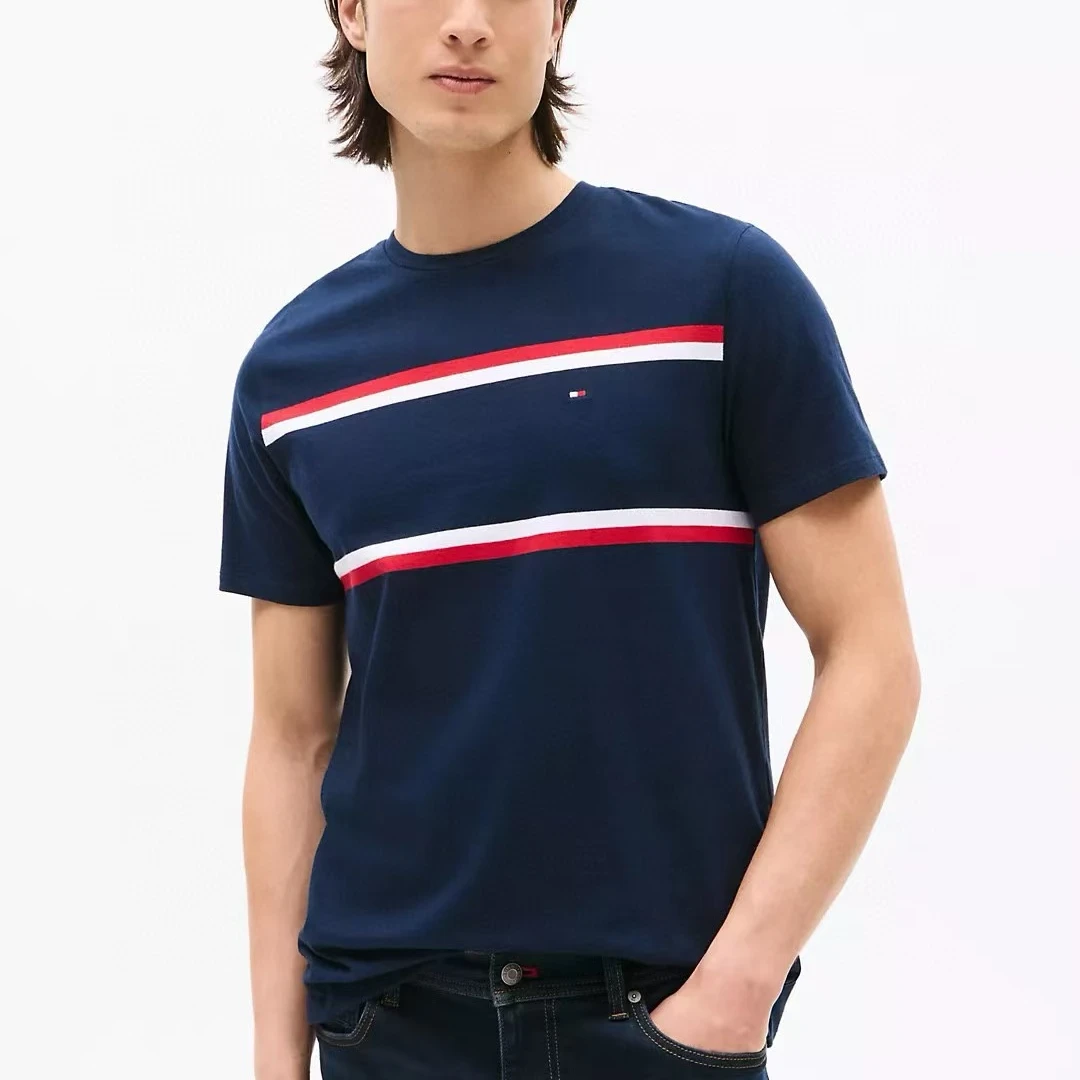 Tommy汤米男士胸前拼色T恤短袖