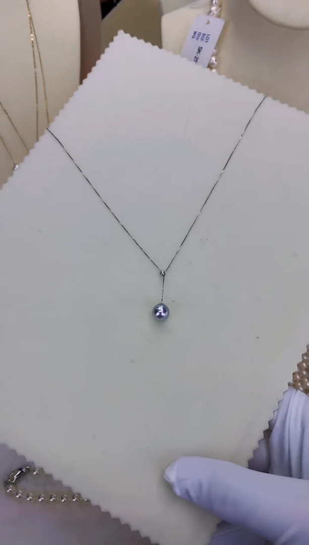 18K金镶嵌DA海水珍珠 GD096 8-8.5 真多麻Y链