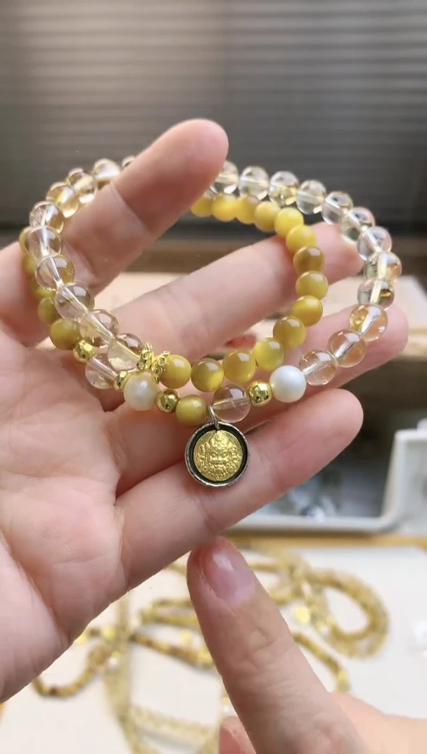 【闪购商品】水晶珠宝半成品未镶嵌金虎黄塔双圈