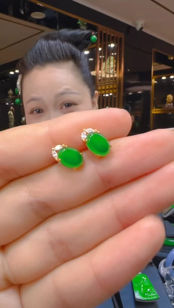 翡翠银S925镶嵌耳饰039（多样性发其一）