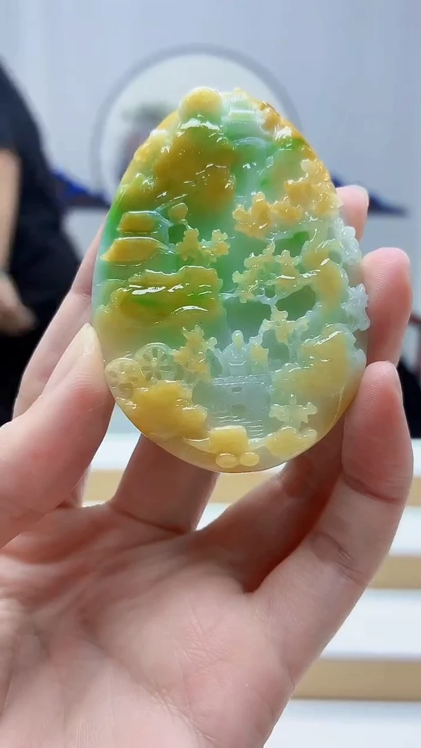 未镶嵌定制翡翠4688zm-毛货挂件山水37