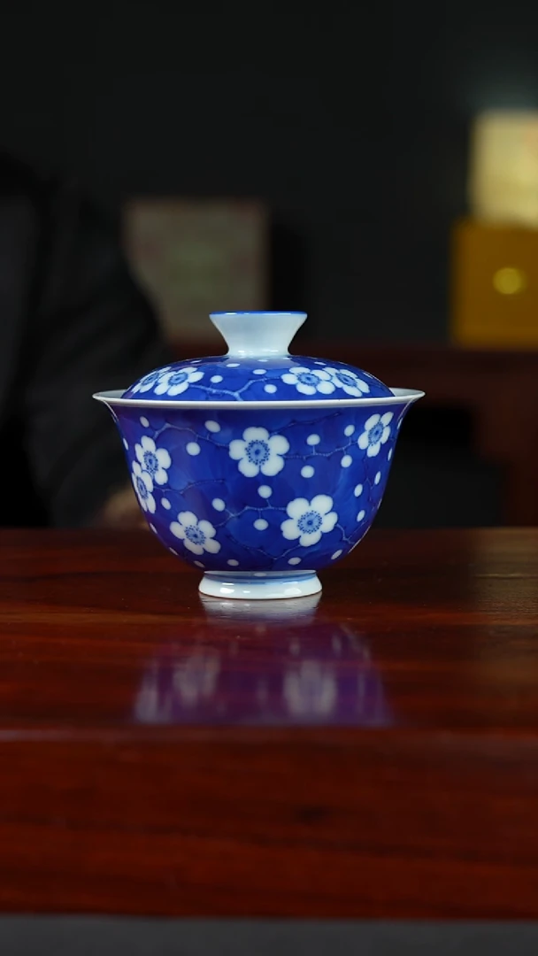 祖传窑真柴窑传承400年冰梅二才盖碗