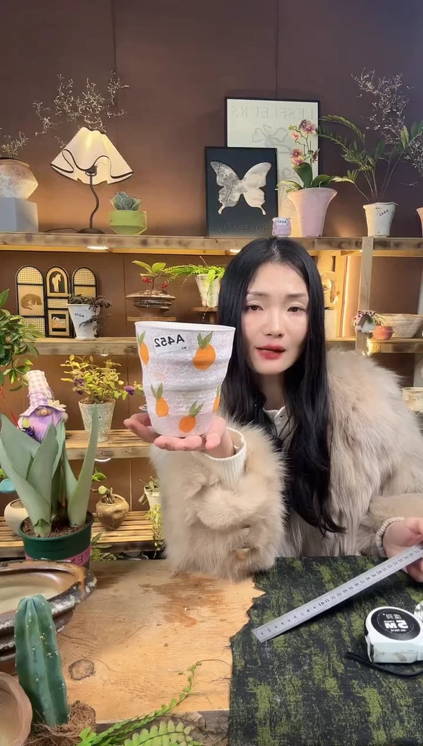 无花朵编号 452 景德镇手工手绘花盆