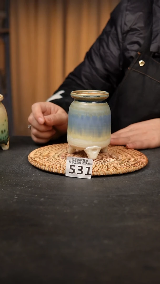 【闪购商品】瓷片531泥泥手工花盆口6高10